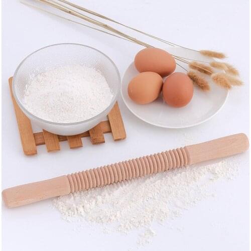 1pcs Wooden Thread Rolling Pin Whole Wood Pattern Baking Stick Rolling Dumplings Baking Flower Pastry Roller Kitchen Rolling Pin