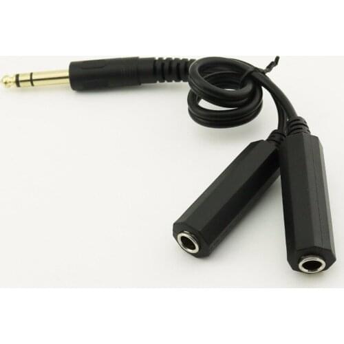 10pcs Gold Plated 6.35mm 1/4" Male to 2x Female Stereo Audio Microphone Y Cable 30cm