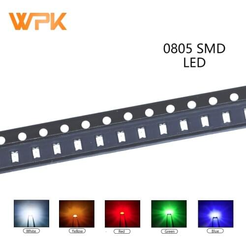 100pcs 0805 SMD LED Red Yellow Green White Blue Orange UV Light Emitting Diode PCB DIY Assorted Kit