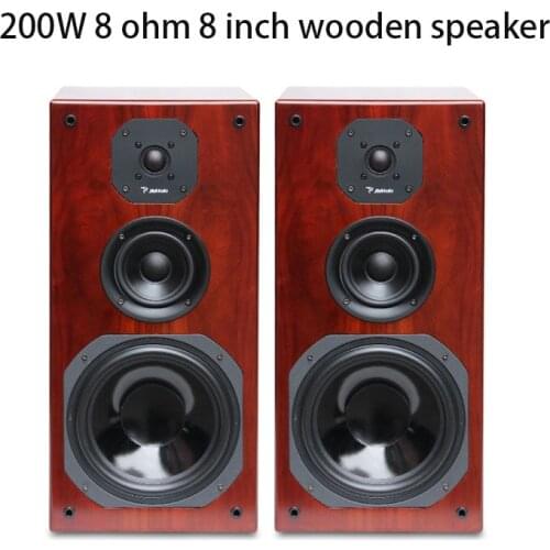 200W 8 Inch Speaker 8ohm Bookshelf Speakers Wooden Monitor Speakers Wooden Passive Fever Hifi Speakers 50~20KHZ A Pair