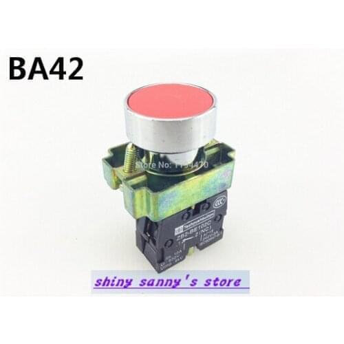 4Pcs/Lot BA42 XB2-BA42 Red Self-reset Momentary Flush Pushbutton 1 N/C Flat Push Button Switch Brand New