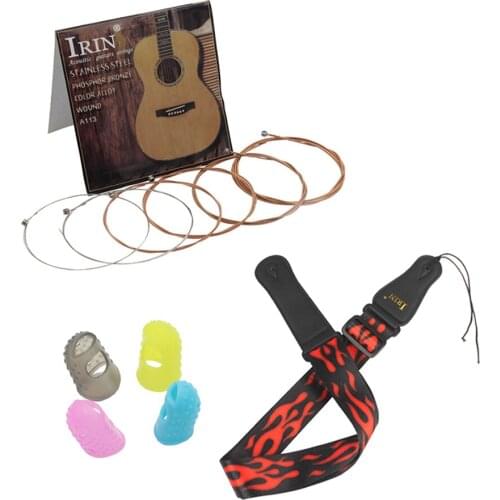 3Pcs/Set Guitar Accessories Guitar Strings Adjustable Colorful Printing Nylon Strap Fingertip Protector For Acoustic Folk Guitar