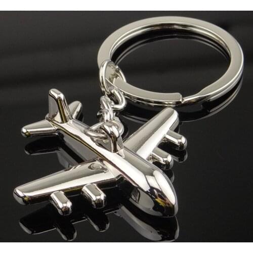 1pcs/lot Polished Zinc Alloy 3D Airplane Model Keychains Metal Plane Keyrings for Gifts