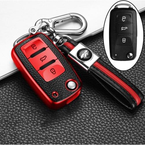 Key protector Leather+TPU Car Key Cover Case For POLO Tiguan Passat B5 B6 B7 Golf EOS Scirocco Jetta MK6 Octavia Accessories