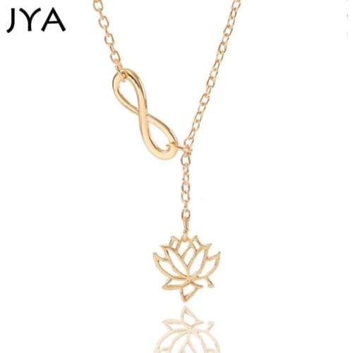 Cpop Necklaces for Women with Lotus and Number 8 Pendant Fashion Necklaces Infinite Love Golden Chain Choker Sexy Jewelry