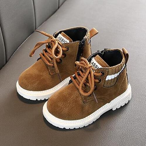Children PU Leather Ankle Boots British Style Boy Girl Waterproof Short Boot Solid Color Kids Black Shoes Sneaker 2020 Spring
