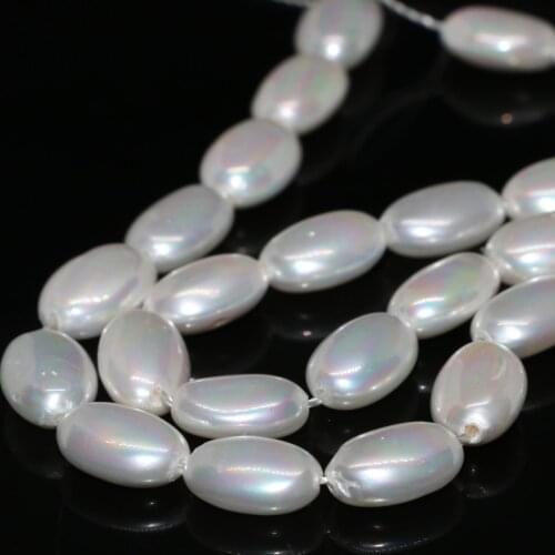 Factory outlet 5*10mm high grade natural white shell pearl oval shape charms fit diy necklace bracelet loose beads 15inch B2284