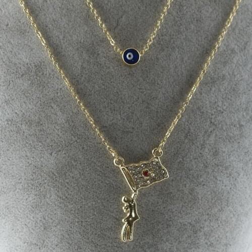 Holding flag Child Of Figured Dual Necklace