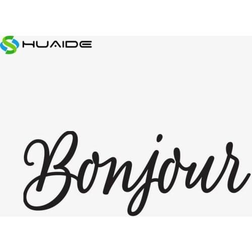 Saying Bonjour French Wall Stickers Home Deocr hello Wall Art Door Decoration Glass Wall Decals Store Room Decor A324