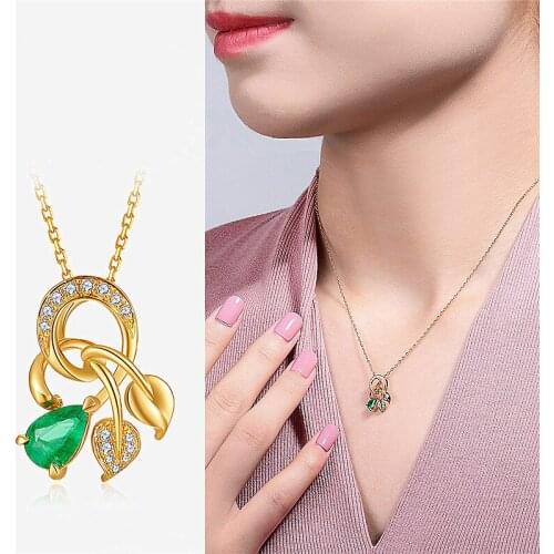 Exquisite Gold Color Hollow Leaf Necklace Charming Green Crystal Necklace Bridal Wedding Jewelry Birthda Anniversary Lover Gift