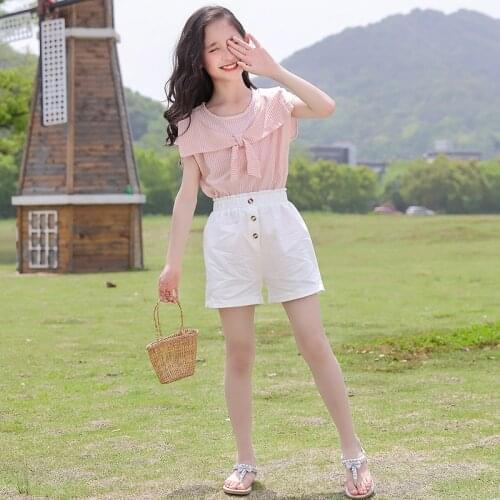 2021 Boutique Kids Clothing Sets Summer Girls Set Children Tops Shirts and Shorts 2 Pcs Suits 6 8 10 12 14 16Y Girl Clothes