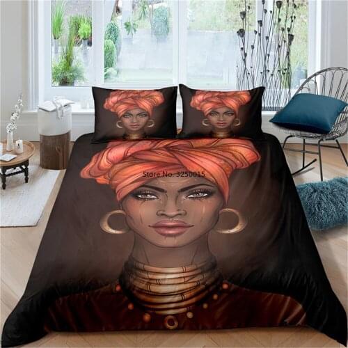 3D Beauty African Woman 2/3Pcs Duvet Cover Bedding Set Bedroom Comforter Set Quilt Cover with Pillowcase Bedding Set King Size