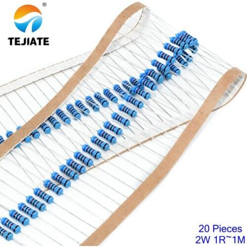 200pcs 2W Metal film resistor 1% 1R ~ 1M 2.2R 4.7R 10R 22R 47R 100R 220R 470R 1K 10K 100K 2.2 4.7 10 22 47 100 220 470 ohm