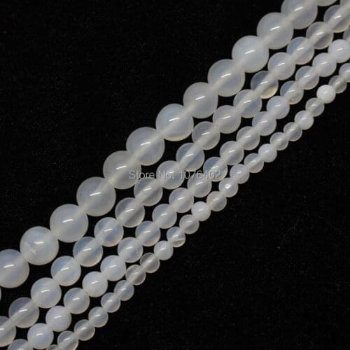 Mini. order is $7! 4,5,6,8mm Beautiful White Agates Round Loose Beads 15"