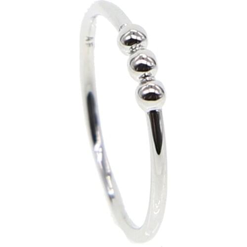 Minimal cute silver ring size 6 7 8 thin skinny girl women gift three tiny balls delicate 925 sterling silver lovely jewelry