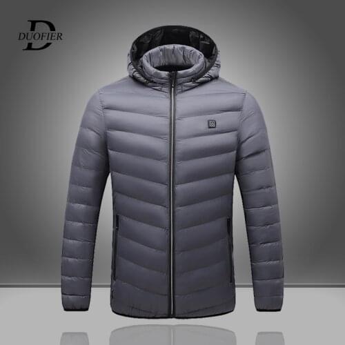 Winter Thicken Hooded Heated Mens Cotton Clothing Smart Constant Temperature Mens Heating Parkas Jackets High Brand 2021 New
