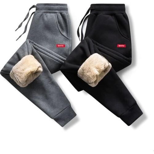 Mens Winter Warm Velvet Pants Sweatpants Streetwear Casual Pencil Linen Men Pants Thicken Fleece Jogger Drawstring Trousers 4XL