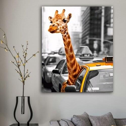 DIY colorings pictures by numbers with giraffe picture drawing Relief painting by numbers framed Home