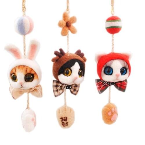 Cute kitty wool needlepoint kit wool felt needle felting decoration craft needlecraft DIY ha