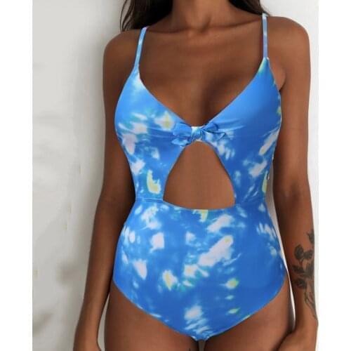Summer New Sexy Women One Piece Tie Dye Printed Monokini High Waist Bathing Suit Push Up Padded Bikini Swimsuit Swimwear #T2G