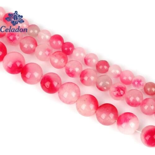 Wholesale 6 8 10mm Dyed Pink Round Jaded Beads Natural Stone Beads Loose Spacer Beads For DIY Bracelet Jewelry making