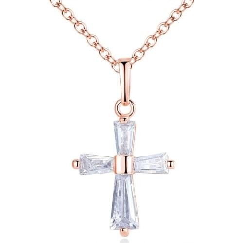 Wholesale mixed color cross pendant shiny zircon crystal cross necklace ladies faith gift jewelry autumn new style