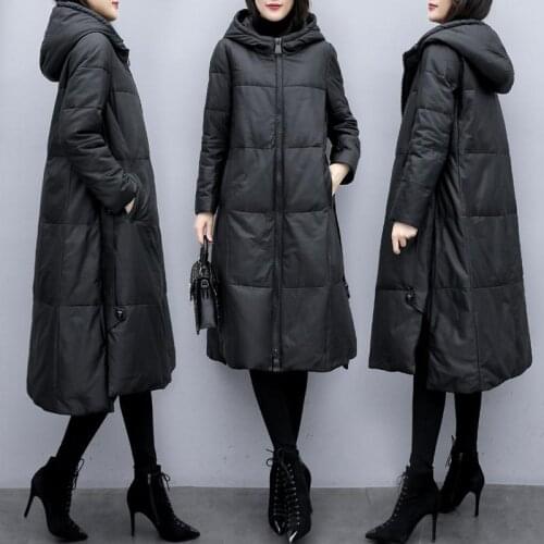 Women 2021 Winter Fashion Hooded Cotton Padded Parka Female Warm Thick Casual Mid- Long Coat Lady Loose Over Size Outerwear L14