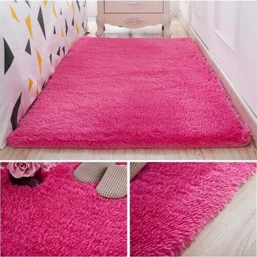 Thickened washed silk hair non-slip carpet living room coffee table blanket Bedroom bedside mat yoga rugs solid color plush rug