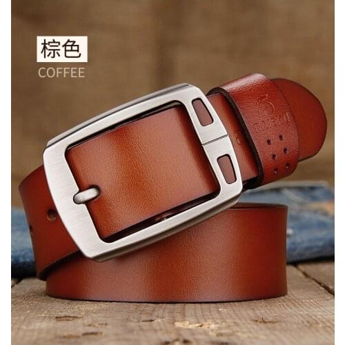 LUXURY Top Quality Mens 100% Real Genuine Cow Leather Waistband Pin Buckle Smooth Waist Formal Belt Strap Girdle Casual Classic