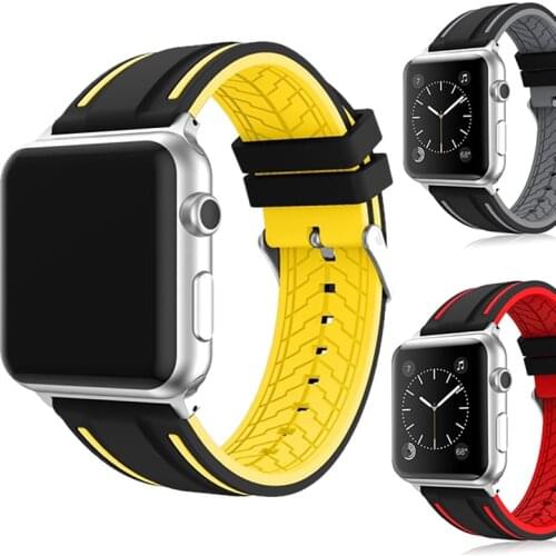 Sport Silicone Band For Apple Watch 4 Band Series 4 1 2 3 Soft Stripe Color Splicing Watch Strap for iWatch Sports Edition