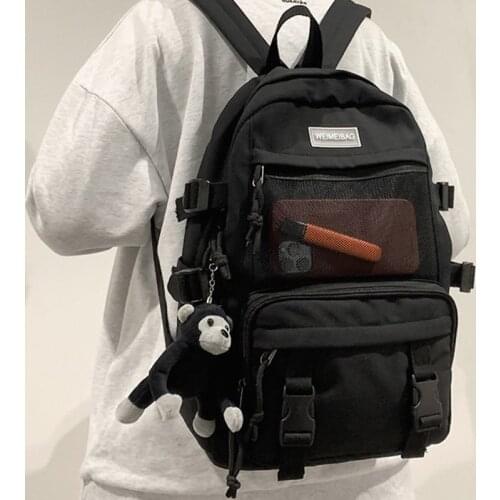 College Mesh Ladies Backpack Waterproof Female Fashion School Bag Laptop Student Girl Backpack Nylon Men Women Net Bag Book 50