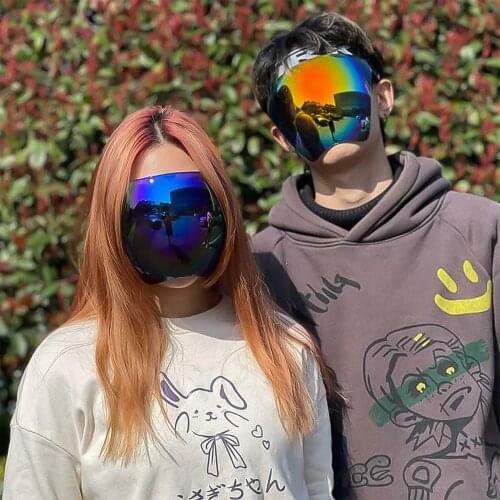 2021 Novelty Full-Face Multicolor Goggles with Removable Nose Bridge Polarized Large Mirror Sunglasses Big Face Mask