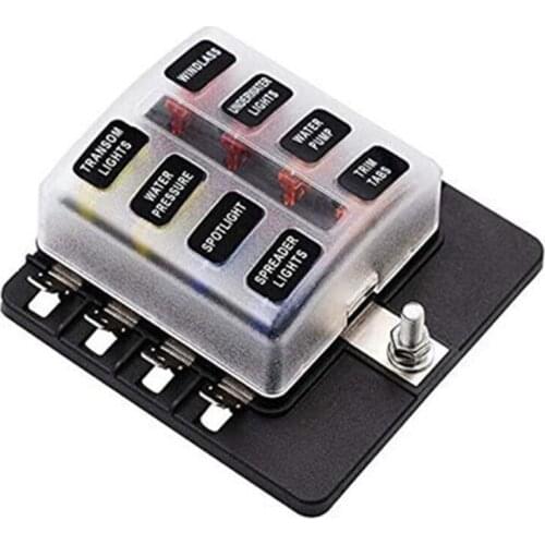 Standard Blade LED Fuse Box Holder With Failure Light 8-way Terminals 1 In 8 Out Car Automotive Boat Bus Blade Fuse Holder Box