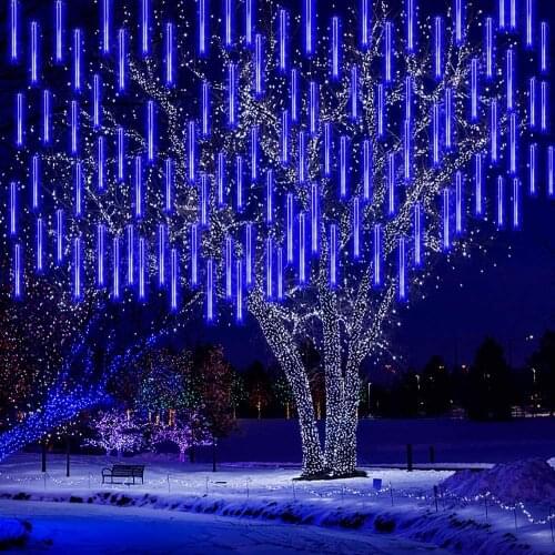 30/50cm LED Meteor Shower Garland Holiday Light Outdoor Waterproof Fairy Festoon Lights Garden Street Christmas New Year Decor