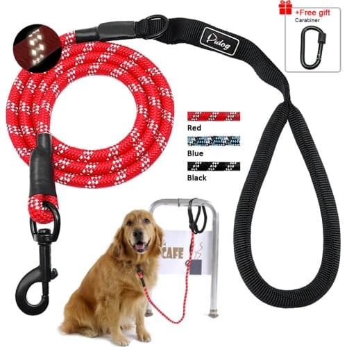 5ft Reflective Nylon Dog Leash Pet Training Leashes Safety Long Mountain Climbing Rope Dog Lead For Medium Large Dogs