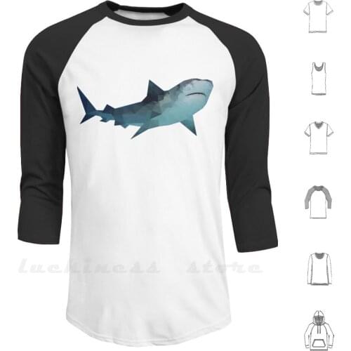 Shark Hoodies Long Sleeve Shark Water Ocean Animals Low Poly Hipster Geometric Bull Graphic Sturattyrb Underwater