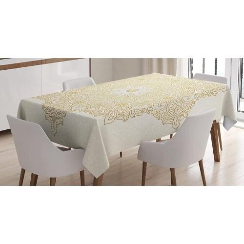 Antique Pattern Blooming Garden Theme Filigree Style Traditional, Rectangular Table Cover for Dining Room Kitchen Decor