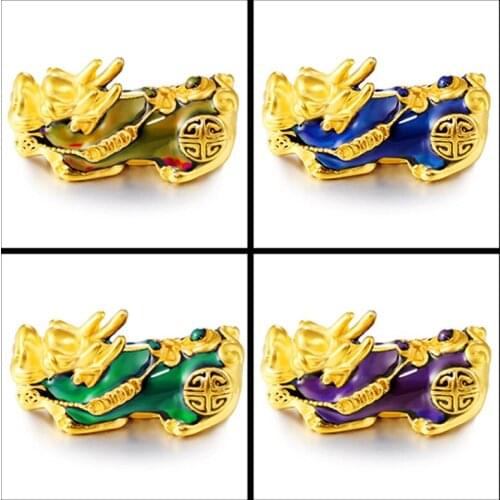 Vietnam Shakin Discolor with Temperature Golden Pixiu Spacer Beads Lucky Charms Jewelry Making DIY Bracelet Necklace Accessories