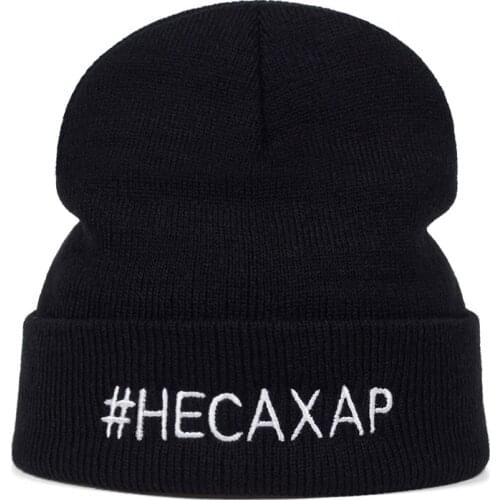 High Quality #HECAXAP embroidery wool hat Cotton Casual Beanies For Men Women Fashion Knitted Winter Hat Hip-hop Skullies Hats