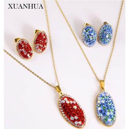 XUANHUA Stainless Steel Jewelry Sets Charms Zircon Necklace Earrings Set Of Earrings For Women Fashion Jewelry Gifts For Girls