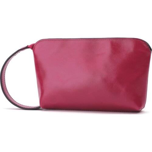 Womens Vintage Handbag Genuine Leather Mobile Zipper Clutch Fashion Phone Female Capacity Solid Wallet Simple Bag Ladies Small