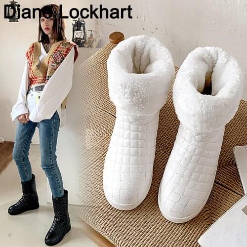 Womens Winter Snow Boots Women Flat Platform Waterproof Botas Woman Warm Thick Plush Calf Boot Women Casual Comfy Shoes 2019