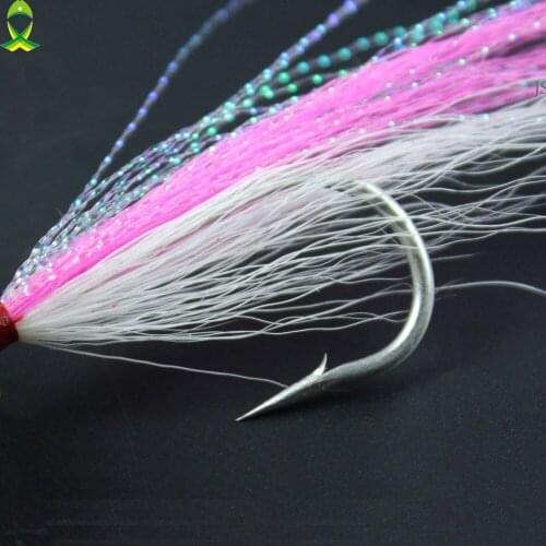 JSM 20pcs Bucktail Teasers Fishing Hook Saltwater for big game jig fishing lure Multi-colors ice fishing bait