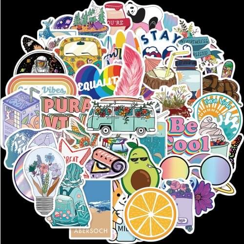 50pcs/Pack Waterproof Cute Cartoon Fresh VSCO Stickers For Suitcase Snowboard Skateboard Helmet Laptop DIY Decals