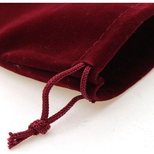 7*9cm 20pcs Wine Red Jewelry Velvet Bags For Packing Gifts Handmade Diy Women Jewellery Pouches Flannel Bag Drawstring Bag