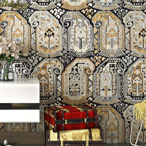Beibehang Ethnic Mediterranean Southeast Asia Bedroom papel de parede 3D Vintage blue Wall Paper Roll wallpaper for walls 3 d