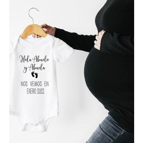 Holy Abuelo Y Abuela Nos Vemos En 2022 Baby Announcement Bodysuit Jumpsuit Pregnancy Reveal Clothes Baby Shower Gift