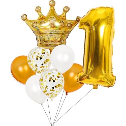 32 inch digital aluminum foil balloon Gold Crown confetti latex balloon set birthday party decor baby shower balloons kid toys