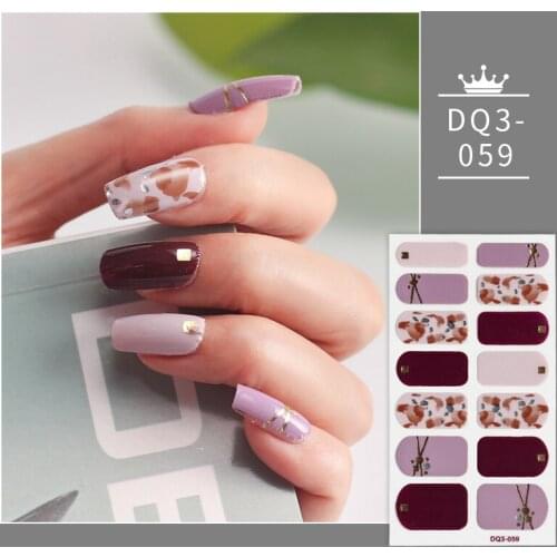 Violet Solid And Patterned Nails Full Cover Nail Stickers Nail Sticker lot Designer Nail Decals Minimalist Design Nails Sticker