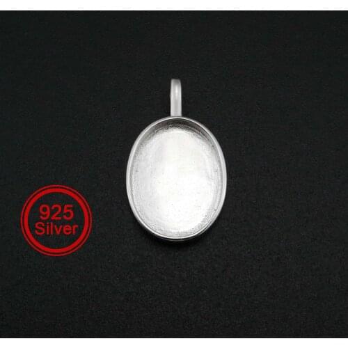 12x16MM Oval Bezel Settings for Breast Milk Resin Solid Back Solid 925 Sterling Silver Pendant Charm DIY Supplies 1421153